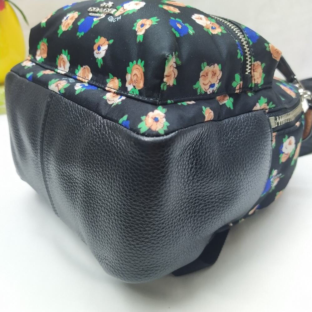 Coach Mini Charlie Tea Rose Floral Printed Nylon Zipper Backpack - Picture 13 of 13